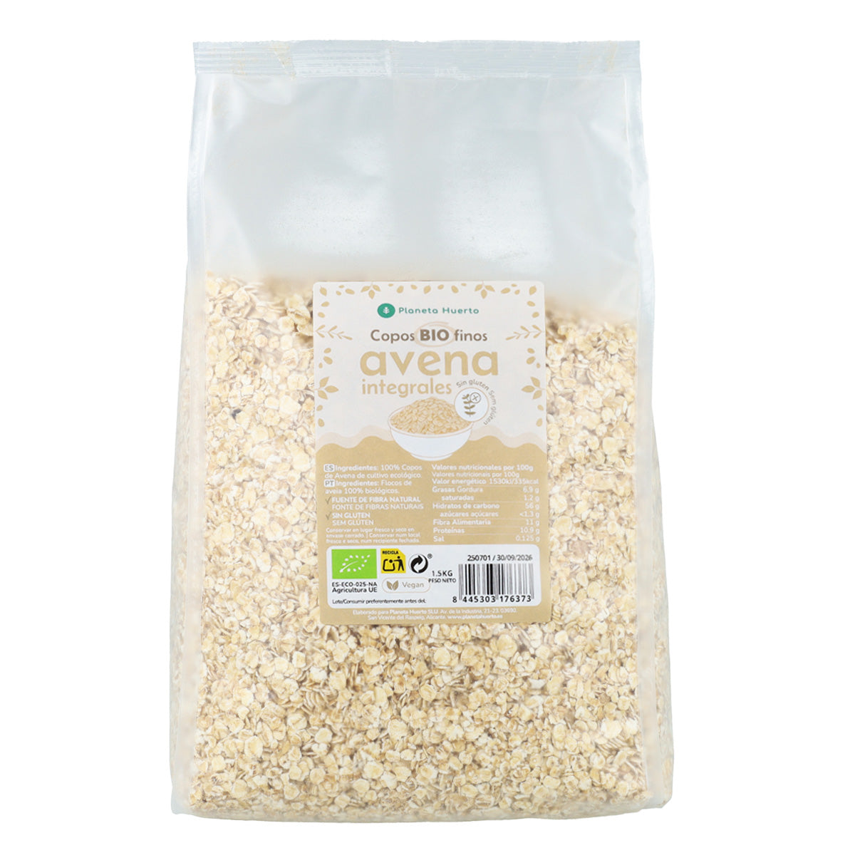 Havreflingor Glutenfri ECO Planeta Huerto 1,5 kg
