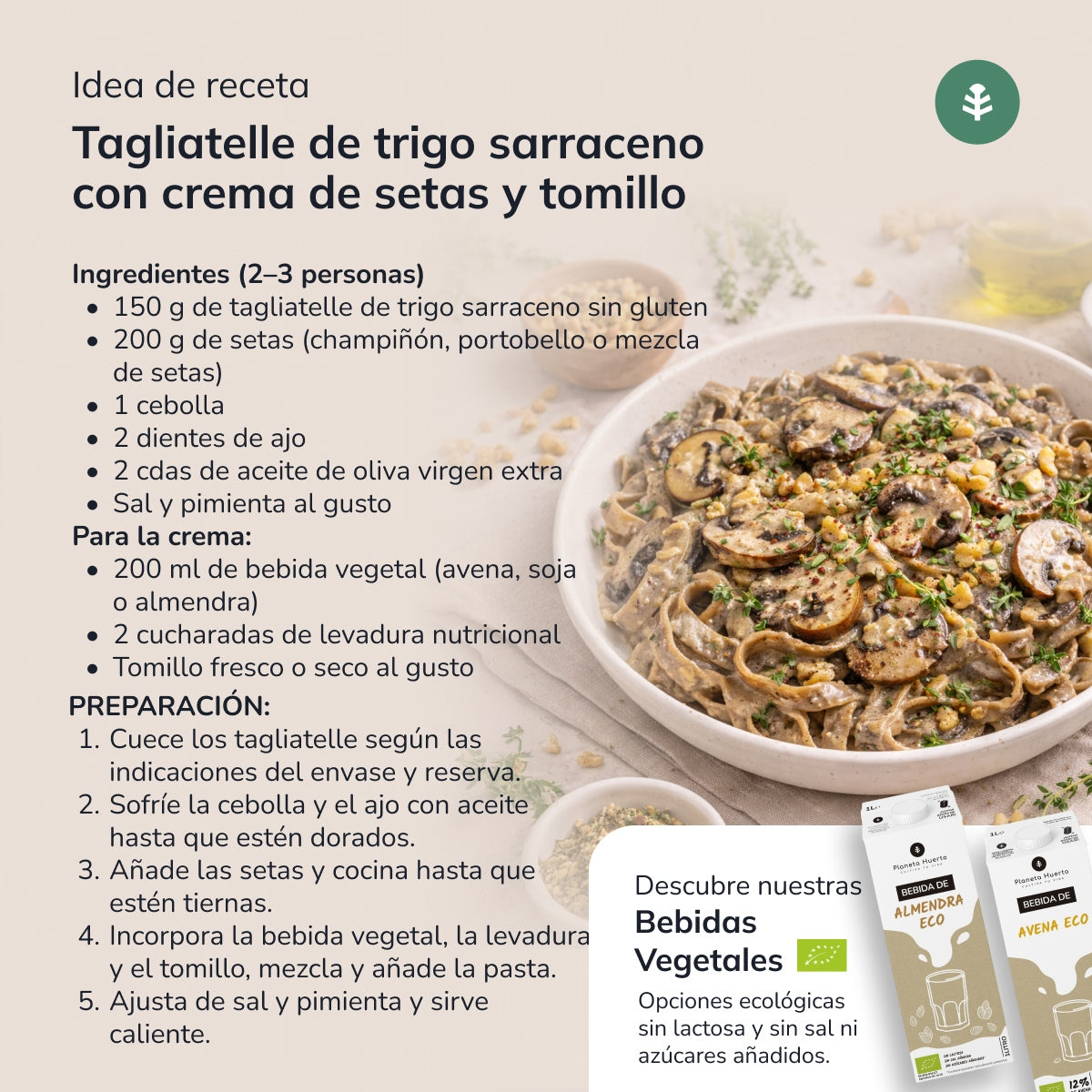 Tagliatelles de sarrasin ECO sans gluten Planeta Huerto 350 g