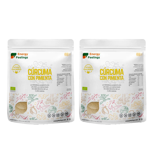 2er-Pack Kurkuma mit schwarzem Pfeffer, Bio-Pulver  Energy Feelings 200 g