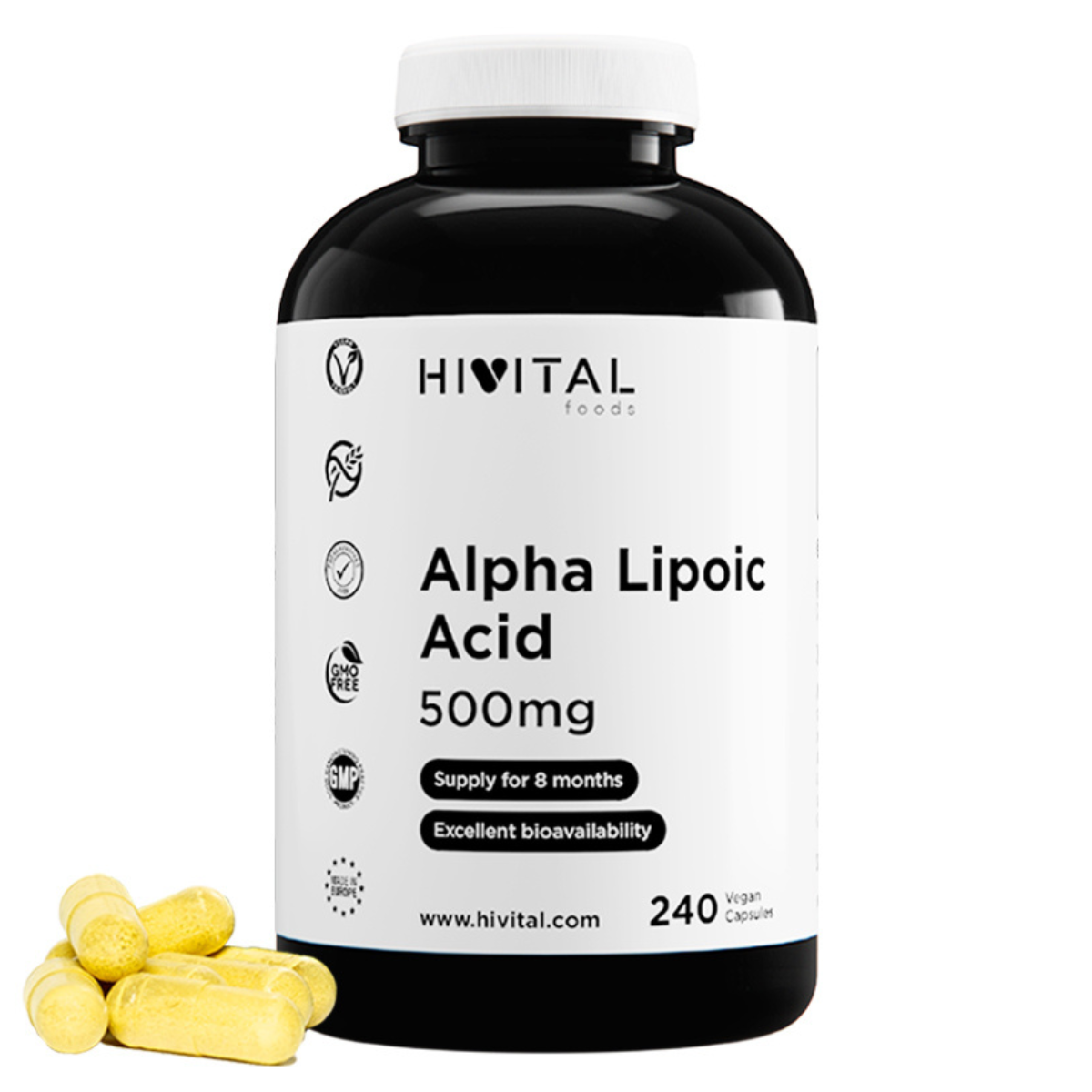 Kwas alfa-liponowy 500 mg Hivital 240 kapsułek wegańskich