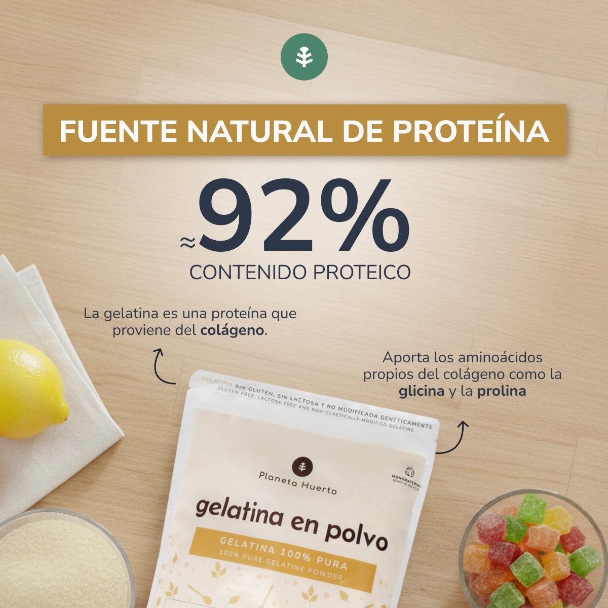 Planeta Huerto neutral collagen powder gelatine 1 kg