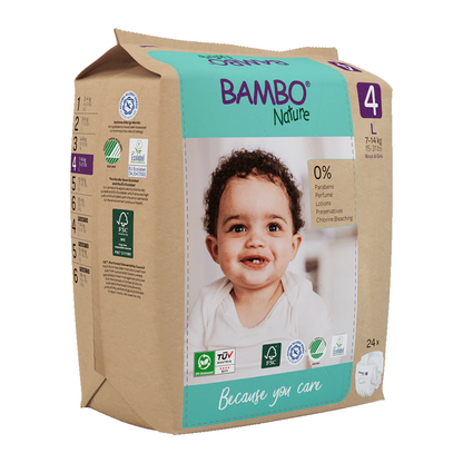 Pack of 6 x Bambo Nature nappies T4 (7-14kg) 24 units