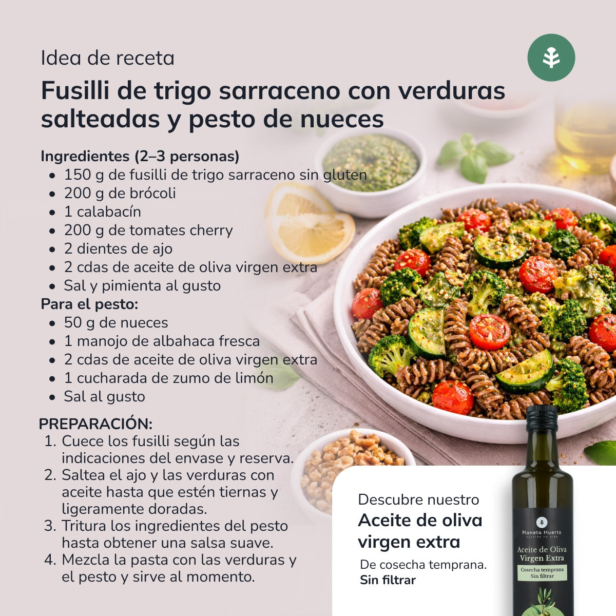 Spirales de sarrasin ECO sans gluten Planeta Huerto 500 g