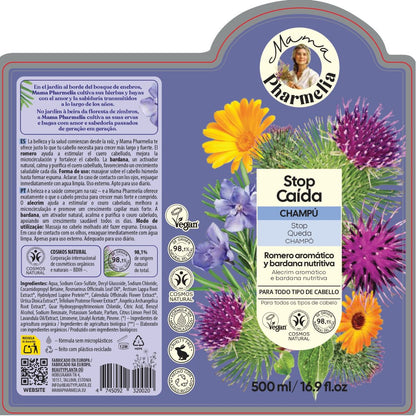 Shampoo gegen Haarausfall mit aromatischem Rosmarin und nährstoffreicher Klette, Mama Pharmelia, 500 ml