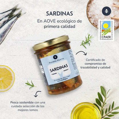 Opakowanie 6x Sardynki w oliwie z oliwek ECO Planeta Huerto 190 gr