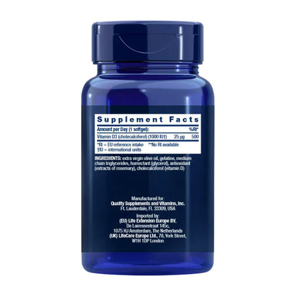 Vitamin D3 1000 IU, Life Extension 250 softgels