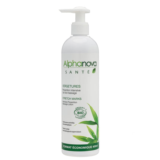 Lait de massage anti-vergetures BIO Alphanova 400 ml.