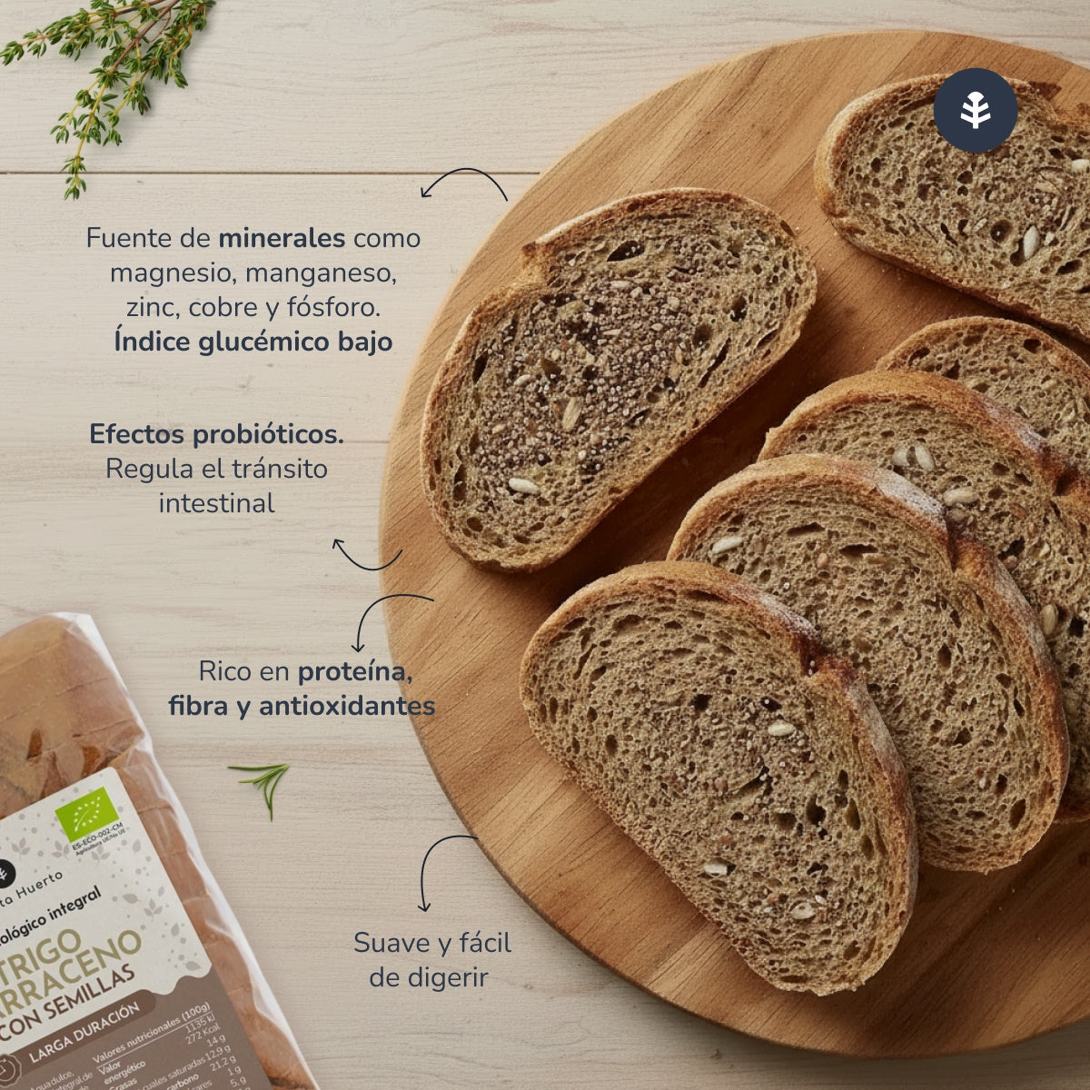 Pain complet protéiné au sarrasin et aux graines ECO Planeta Huerto 500 g