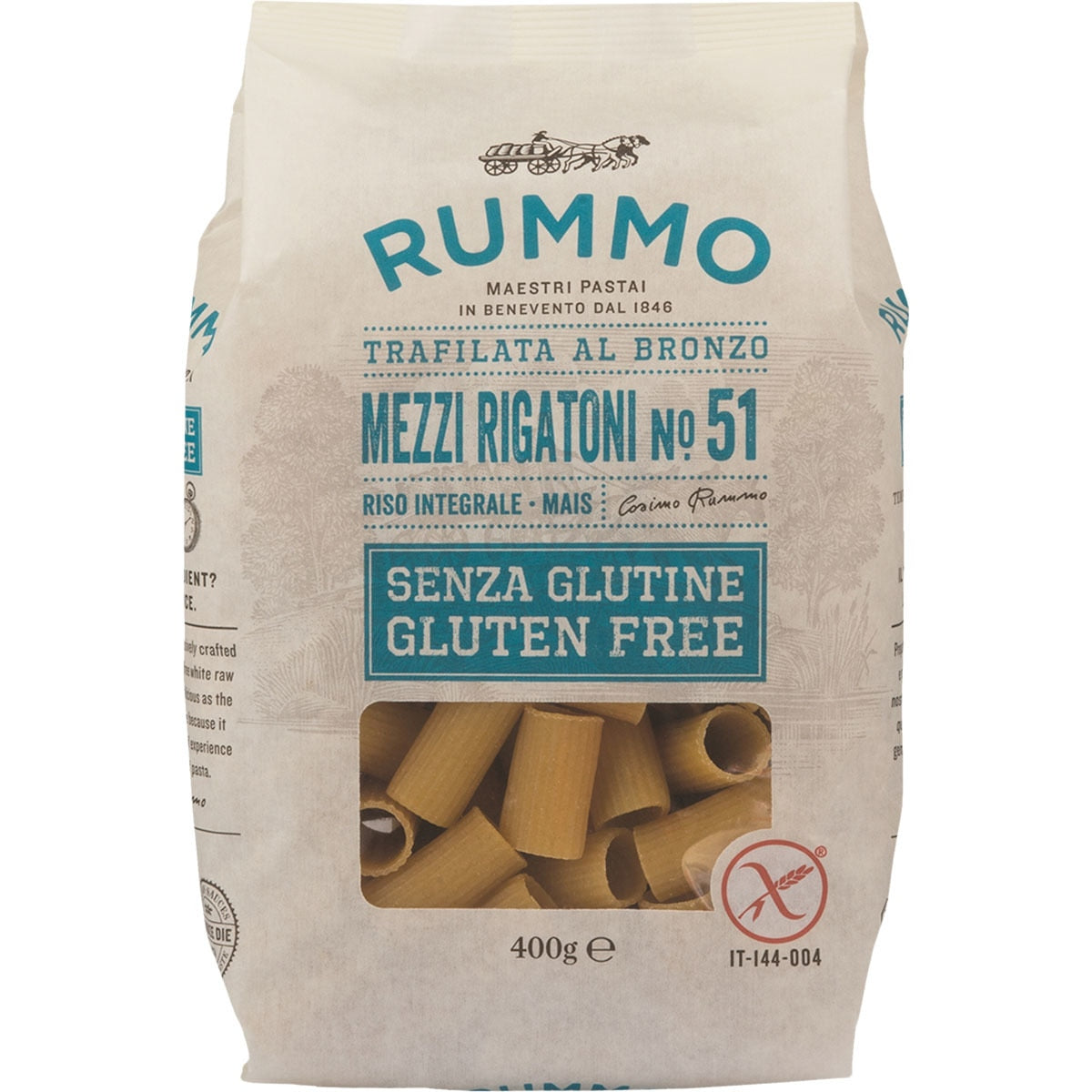 Mezzi Rigatoni Pâtes SANS Gluten N°51 Rummo 400g