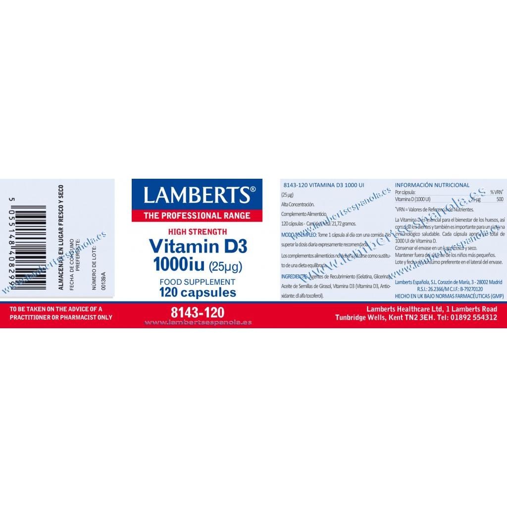 Vitamin D3 1000 IE (25 µg) Lamberts, 120 Kapseln