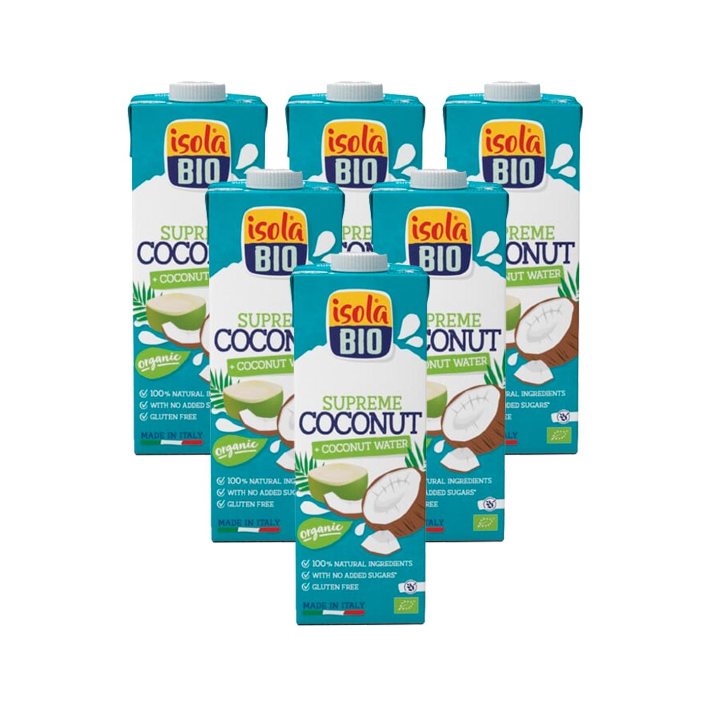 Lot de 6 boissons à la noix de coco Supreme Bio Isola Bio 1 L