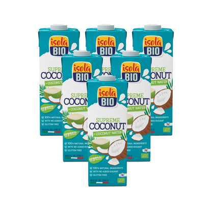 Lot de 6 boissons à la noix de coco Supreme Bio Isola Bio 1 L