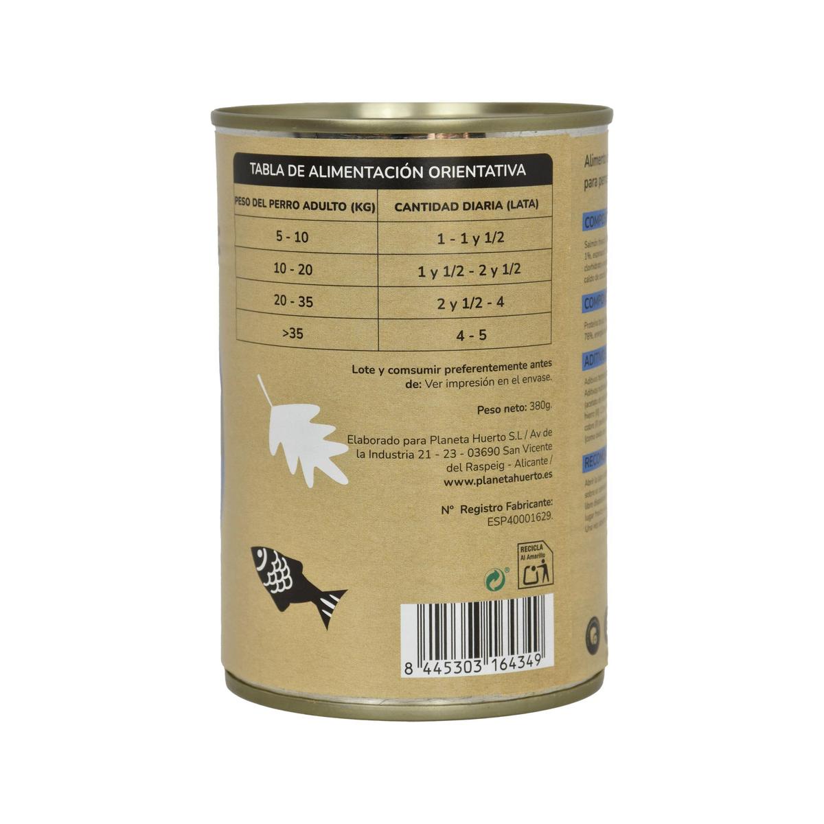 Opakowanie 6 x Bezzbożowa mokra karma Superpremium dla psów Łosoś 380 g Planeta Huerto