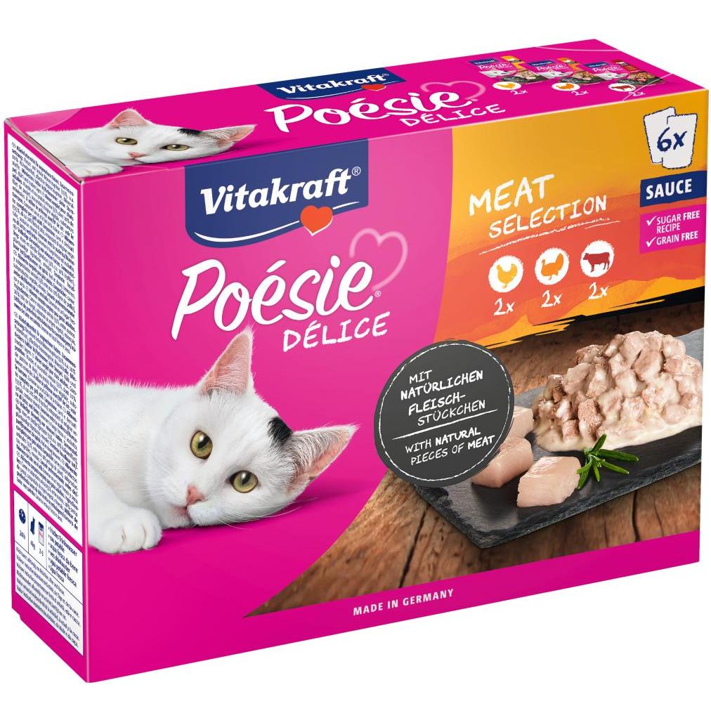 Vitakraft Multipack Poésie Deli Sos mięsny 6 x 85 g Mokra karma dla kotów w sosie