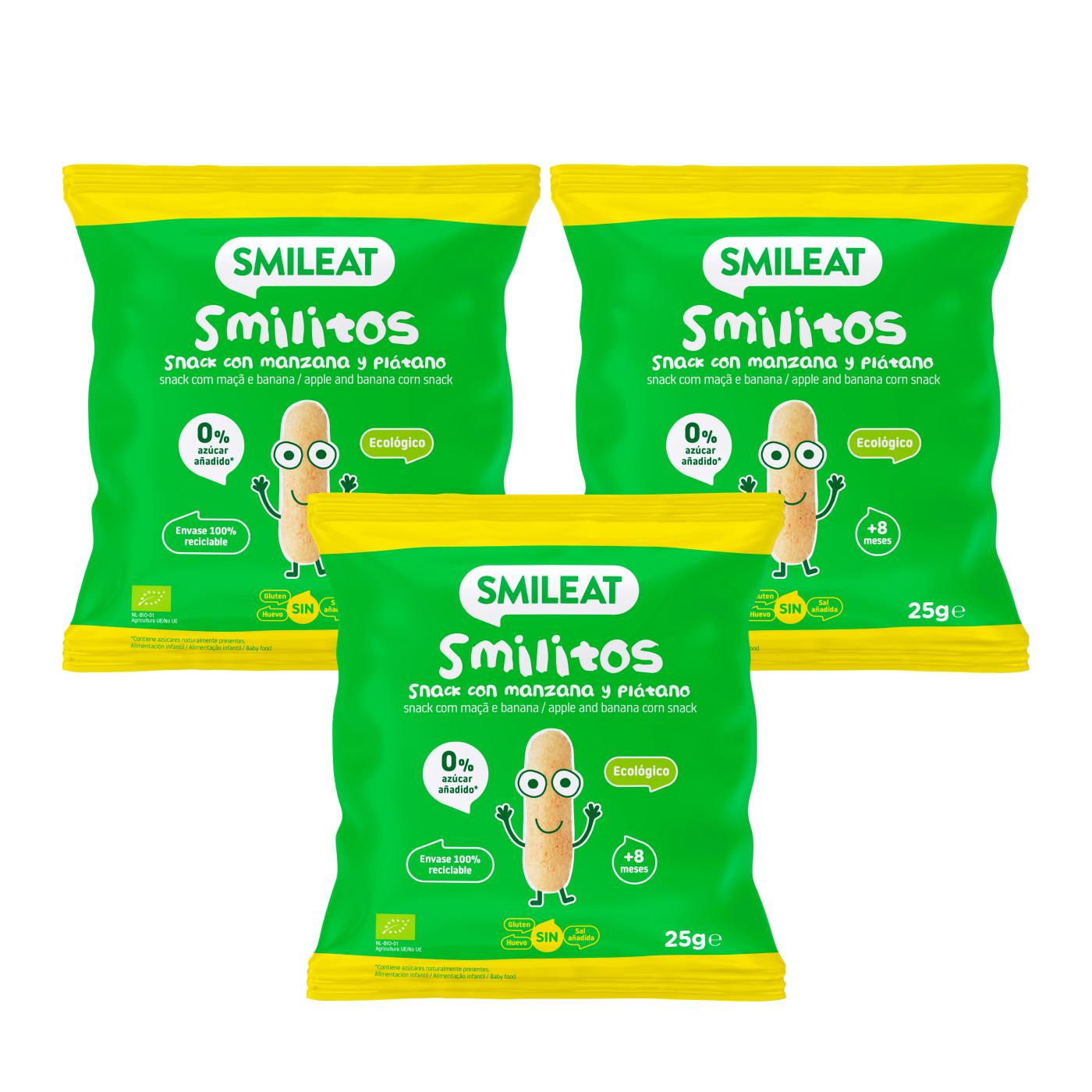 3-pack Smilitos med äpple och banan Smileat  25 g
