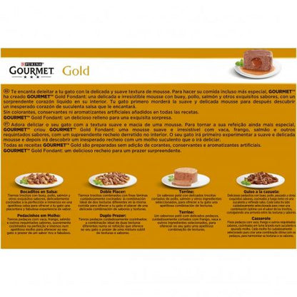 GOURMET GOLD Fondant Kurczak, Wołowina, Tuńczyk, Łosoś Multipack 12 x 85 g