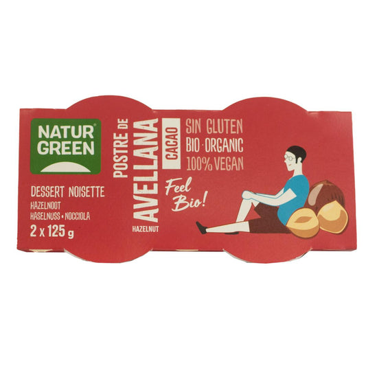 Dessert au cacao et aux noisettes NaturGreen, 2 x 125 g