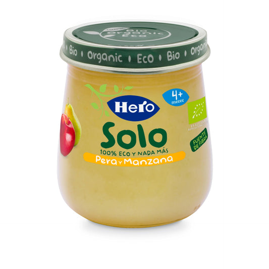 Organic Pear and Apple Jar 120 g Hero Solo