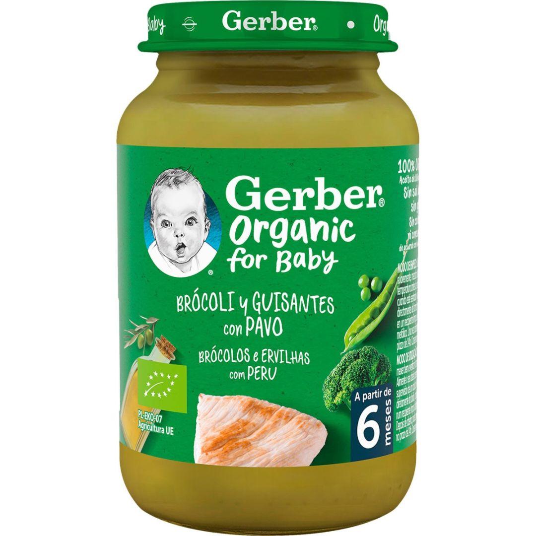 Gerber Organic Baby Food Jar with Broccoli, Peas and Turkey 190 g GERBER Organic Broccoli Peas Turkey