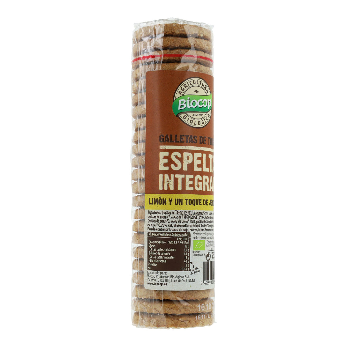 Pack de 2 biscuits complets à l'épeautre, au gingembre et au citron Biocop 250 g