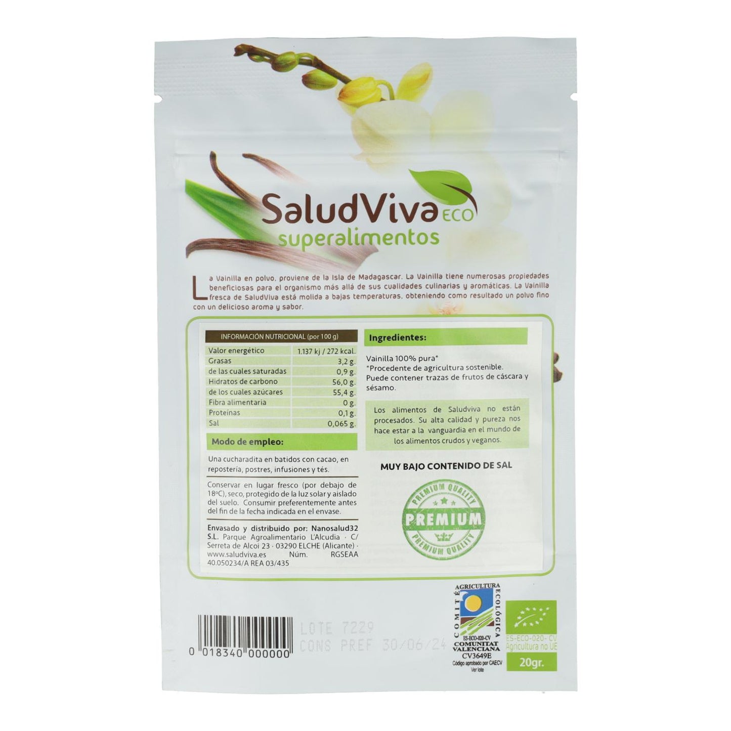 Poudre de vanille Salud Viva 20 g