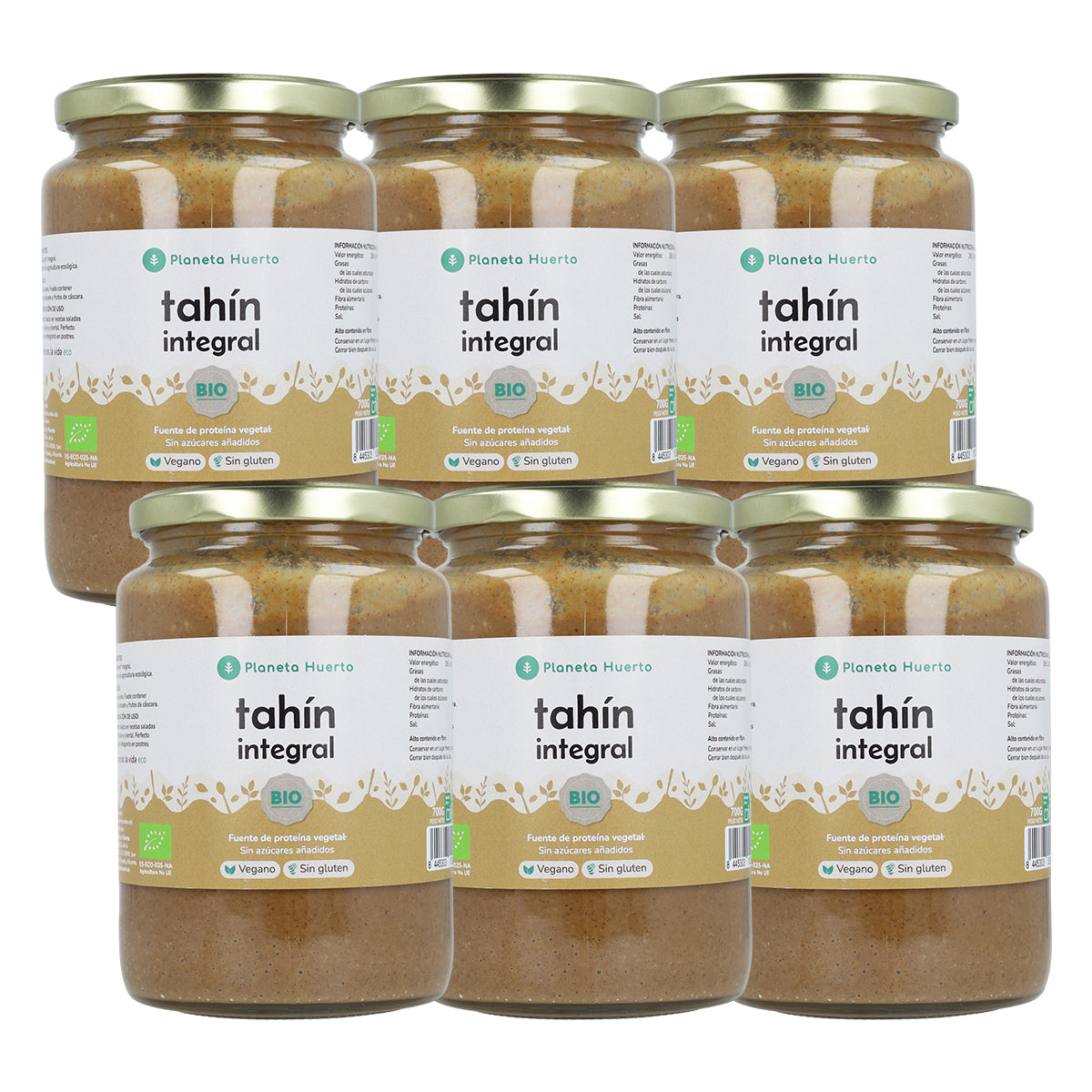Opakowanie 6x Tahin pełnoziarnisty ECO Planeta Huerto 700 g