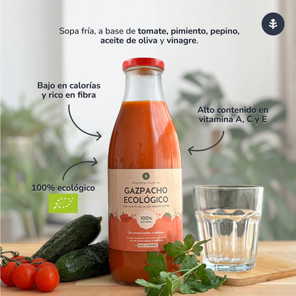 3er-Packung traditioneller Bio-Gazpacho mit nativem Olivenöl extra Planeta Huerto 1 l