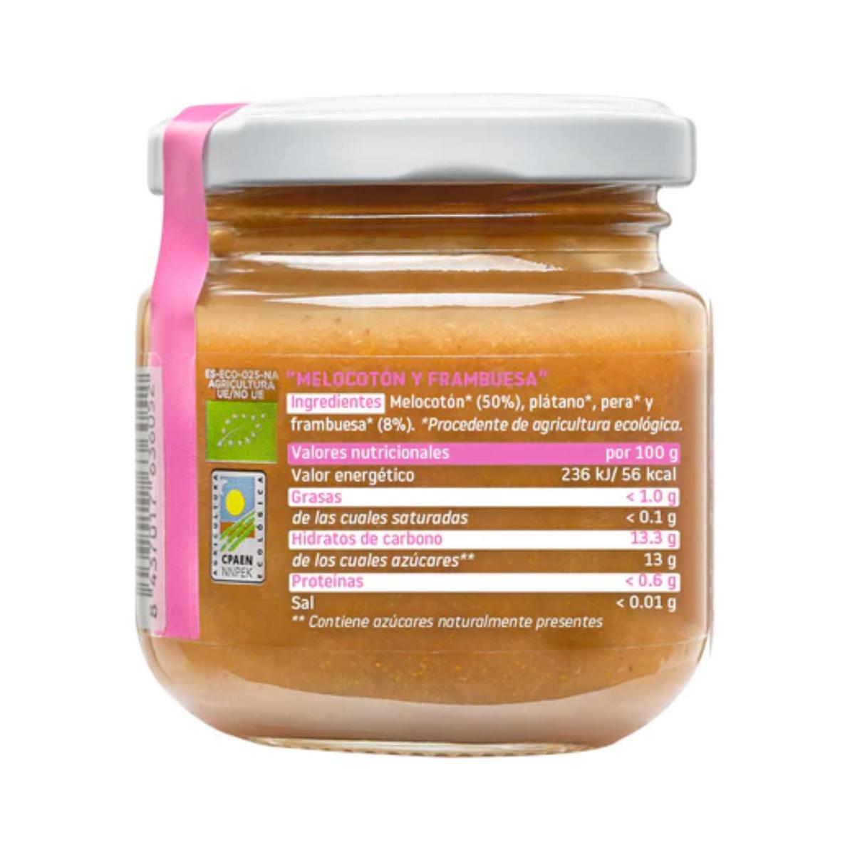 Pack of 12 Smileat Organic Raspberry and Peach Jars, 130 g