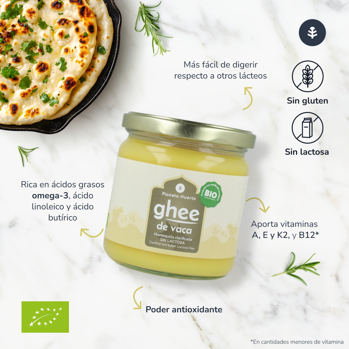 Ghee mantequilla clarificada ECO Planeta Huerto 500 g