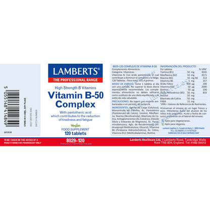 Vitamine B-50 complex Lamberts 120 tabletten