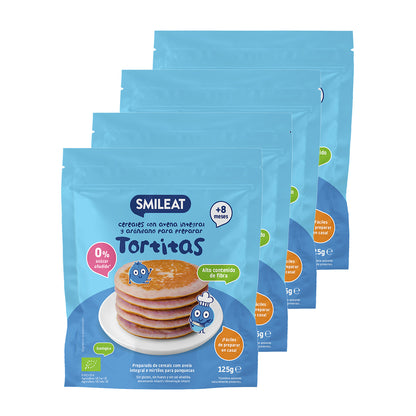 4er-Pack Vollkorn-Haferflocken-Pfannkuchen-Mix mit Blaubeeren, Smileat, 125 g