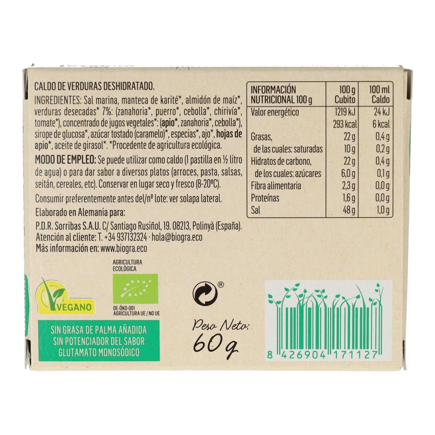 Bouillon de légumes Biográ, 60 g