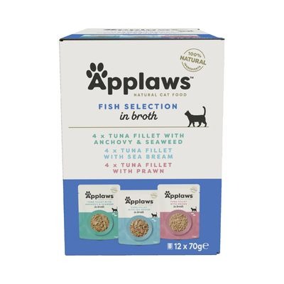 Nourriture humide pour chats En sachet Poisson au bouillon Applaws  12 x 70 g