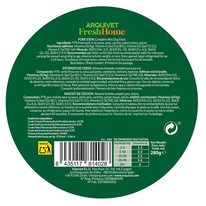 Arquivet Fresh Home Pork Stew Nassfutter für Hunde mit Schweinefleisch 280 g