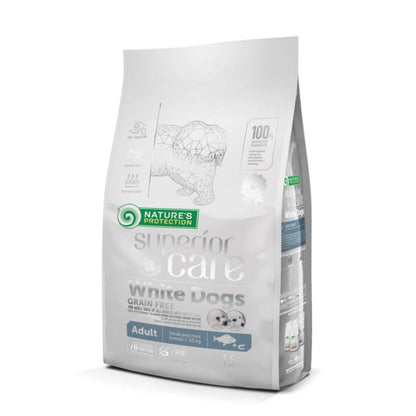 Nature's Protection White Dog Getreidefreies Trockenfutter Fisch für ausgewachsene Hunde kleiner Rassen 1,5 kg