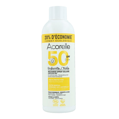 Ricarica spray solare alta protezione per bambini SPF50 Acorelle 150 ml