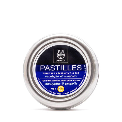 Tabletter mot halsont och hosta Eukalyptus och Propolis Apivita 45 g