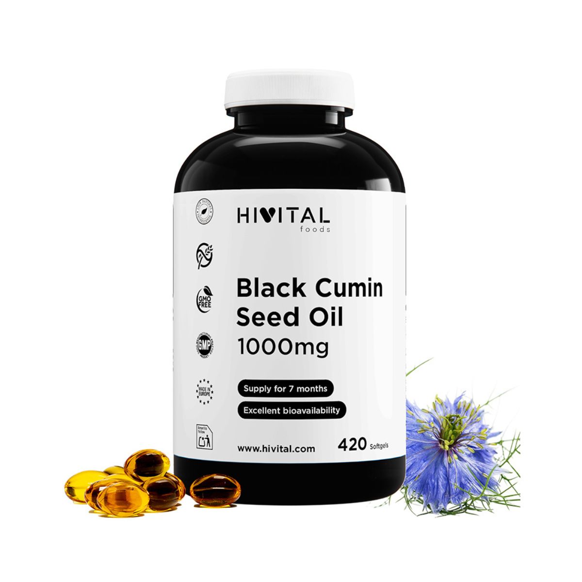 Black Cumin Oil 1000 mg Hivital 420 Softgels