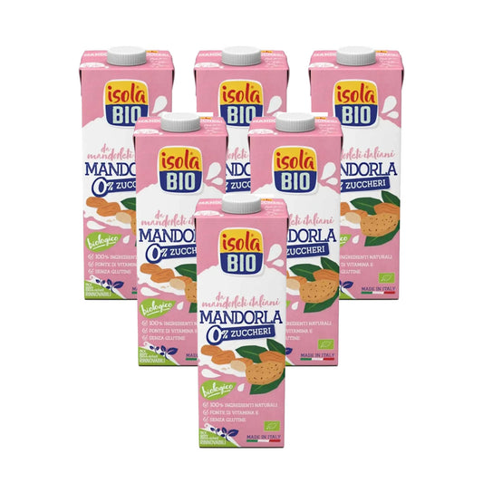 Pakket van 6 stuks Biologische amandeldrank zonder suiker Isola Bio 1 l