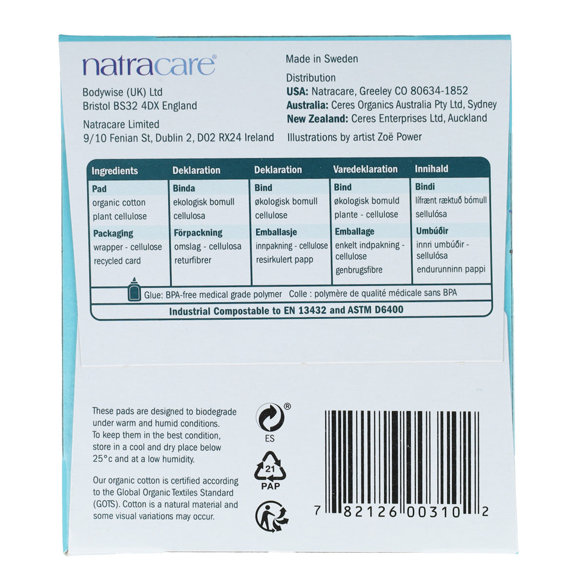 Långa bindor med vingar Natracare 10 st