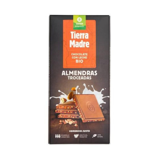 Tablette de chocolat au lait aux amandes concassées bio Tierra Madre 100 g
