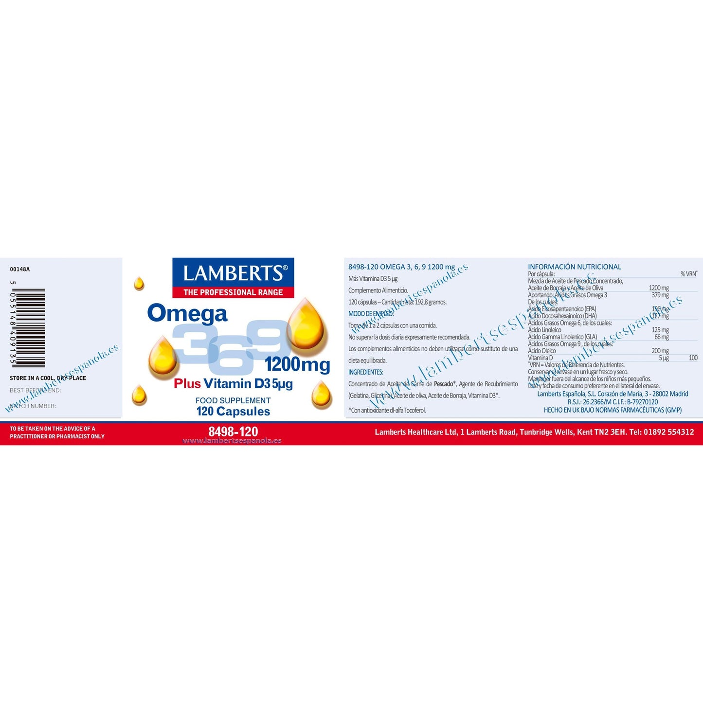 Omega 3-6-9 mit Vitamin D3 Lamberts 120 Kapseln