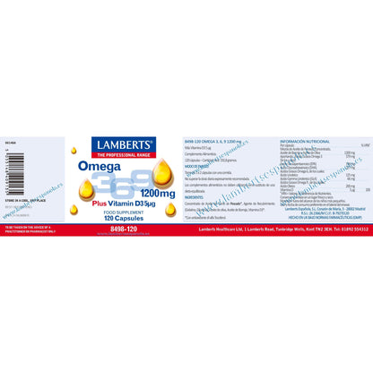 Confezione 2x Omega 3-6-9 con vitamina D3 Lamberts 120 capsule