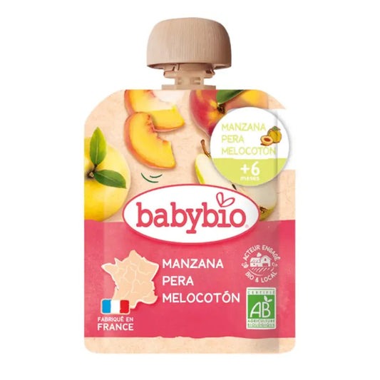 Pouch de Manzana, Pera y Melocotón (a partir de los 6 meses )BabyBio 90g