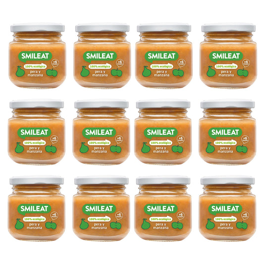 12er-Pack BIO-Gläschen Birne und Apfel +6 Monate Smileat, 130 g