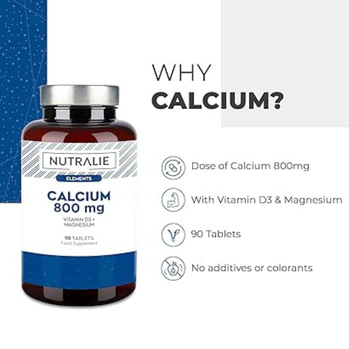 Nutralie Calcium 800 mg + Vit D3 und Magnesium, 90 Tabletten