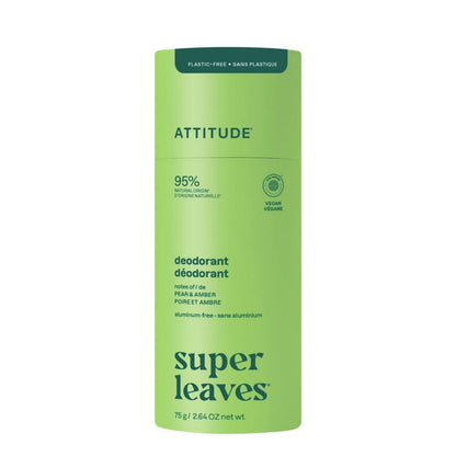 Super Leaves Deodorant – Birne und Amber – plastikfrei, Attitude, 75 g