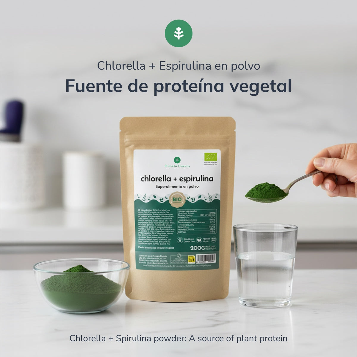 Chlorella + Spirulina Pulver Planeta Huerto 200 g