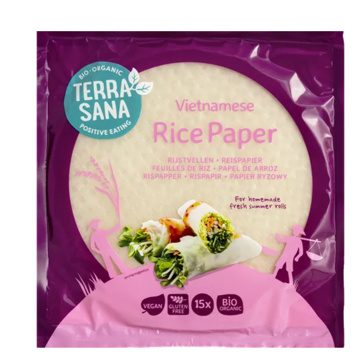 Papier de riz vietnamien Terrasana, 15 feuilles, 150 g