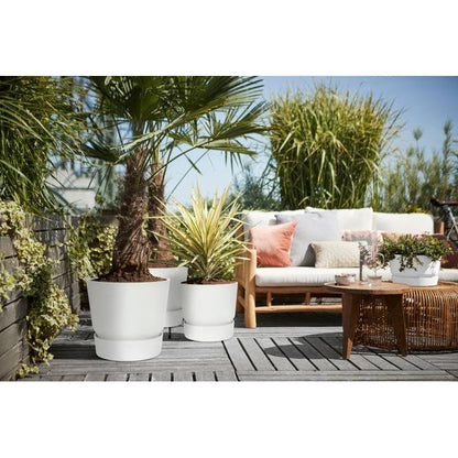 Pot de fleur avec soucoupe intégrée Greenville Elho blanc 30 cm